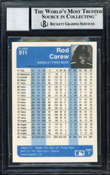 Rod Carew Autographed 1984 Fleer Card #511 California Angels Signed Top Auto Grade 10 Beckett BAS Stock #186072
