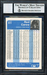 Rod Carew Autographed 1984 Fleer Card #511 California Angels Signed Middle Auto Grade 10 Beckett BAS Stock #186073