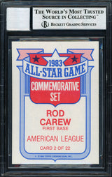 Rod Carew Autographed 1984 Topps All Star Set Card #2 California Angels Auto Grade 10 Beckett BAS #12510568