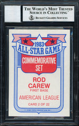 Rod Carew Autographed 1984 Topps All Star Set Card #2 California Angels Auto Grade 10 Beckett BAS #12510570