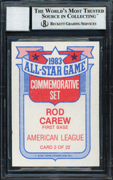 Rod Carew Autographed 1984 Topps All Star Set Card #2 California Angels Auto Grade 10 Beckett BAS #12510571
