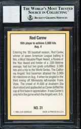 Rod Carew Autographed 1985 Donruss Highlights Card #31 California Angels Auto Grade 10 Beckett BAS Stock #186096