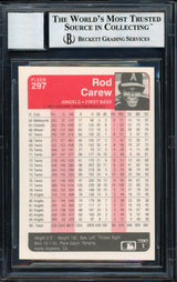 Rod Carew Autographed 1985 Fleer Card #297 California Angels Auto Grade 10 Beckett BAS Stock #186097