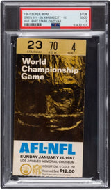 Super Bowl I Green Bay Vs Kansas City Gold Variant Ticket Stub Graded PSA 2 Slab