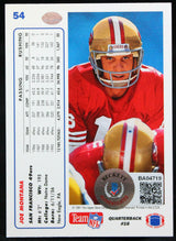 1991 Upper Deck #54 Joe Montana 49ers Autograph Beckett Witness