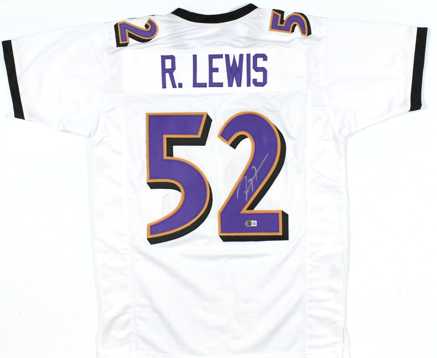 Ray Lewis Autographed White Pro Style Jersey-Beckett W Hologram *Silver
