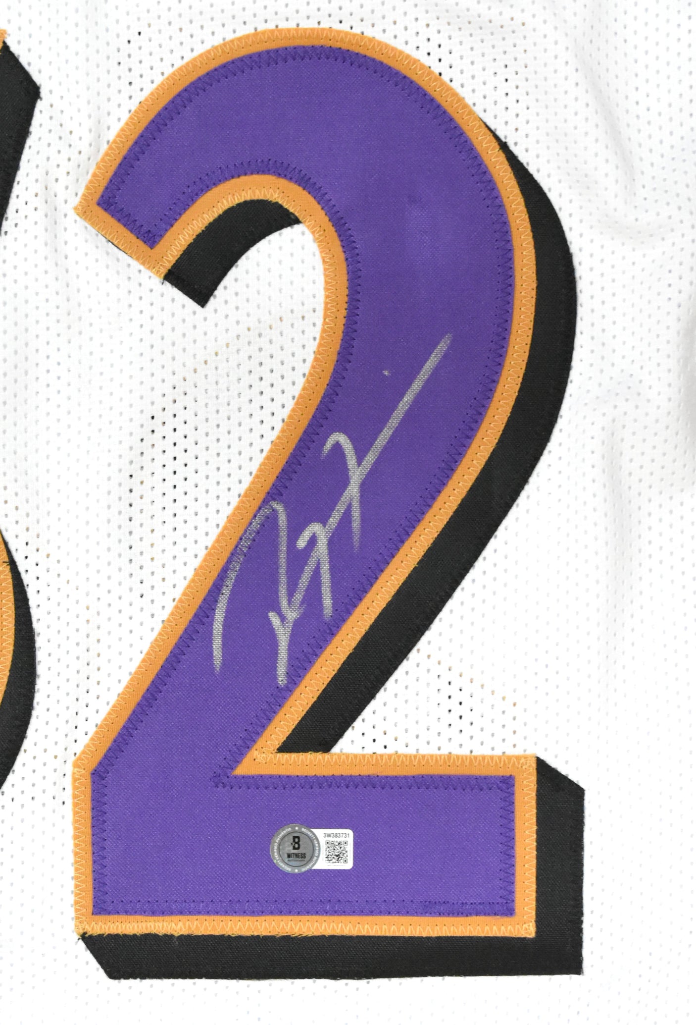 Ray Lewis Autographed White Pro Style Jersey-Beckett W Hologram *Silver