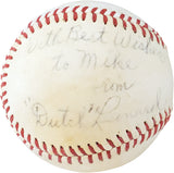 Dutch Leonard Autographed Official Johnny Mac's Baseball Boston Red Sox, Detroit Tigers "With Best Wishes To Mike" Died 1952 PSA/DNA #F15855
