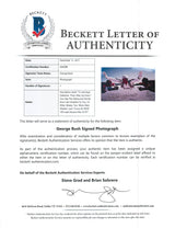 George H.W. Bush Signed & Matted 85th Birthday Skydiving 8x12 Photo BAS #A84998