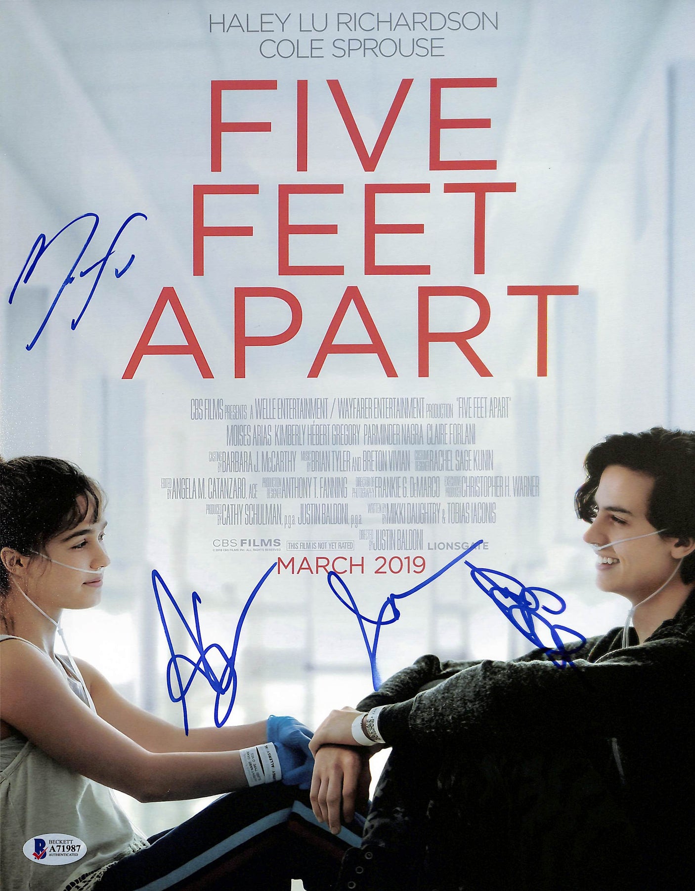 Five Feet Apart (4) Guerra, Arias, Baldoni +1 Signed 11x14 Photo BAS #A71987