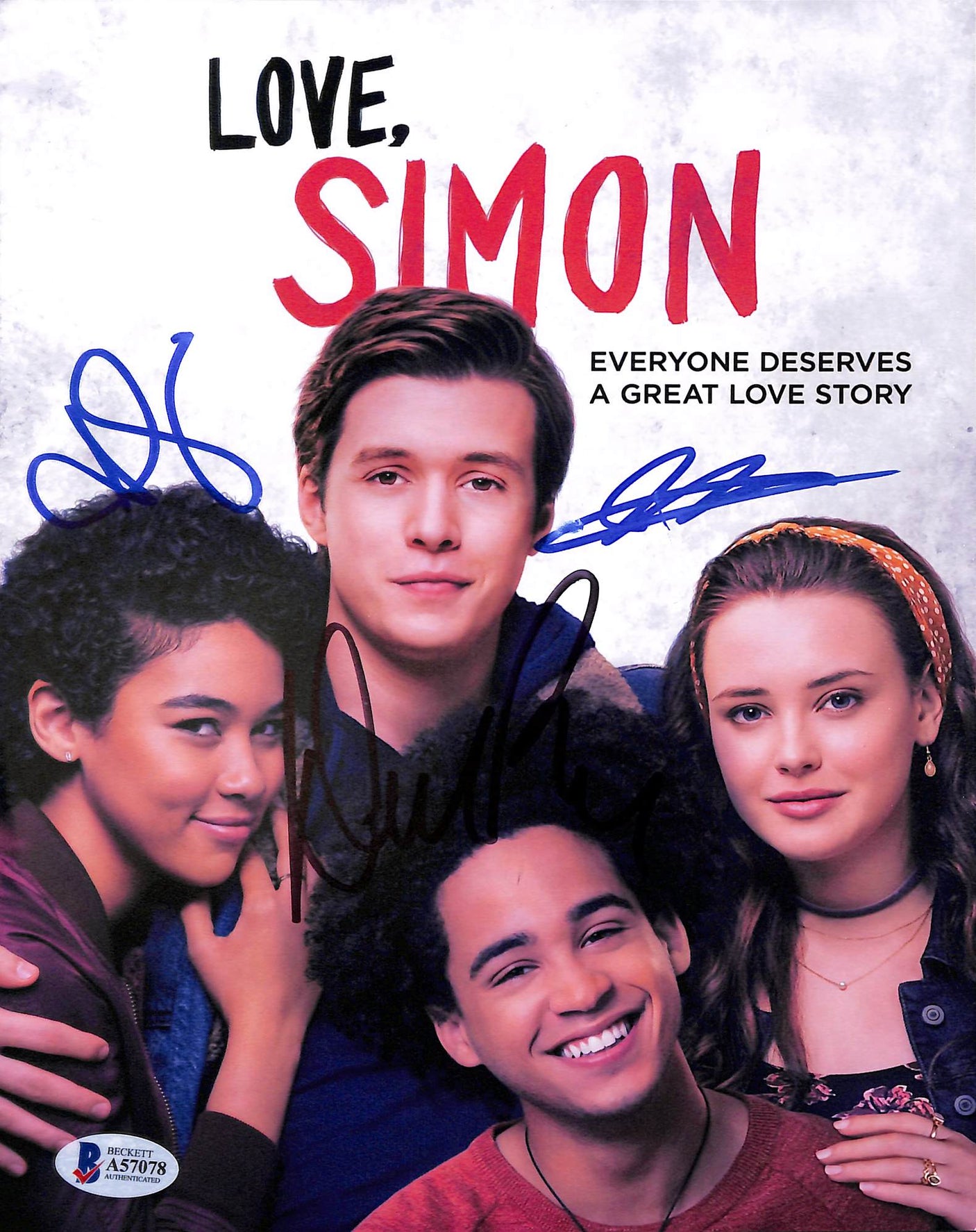 Love, Simon (3) Nick Robinson, Shipp, & Lendeborg Signed 8x10 Photo BAS #A57078