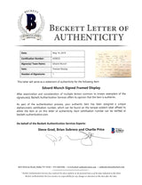 Edvard Munch Authentic Signed & Framed 4x5.5 Letter The Scream Display BAS