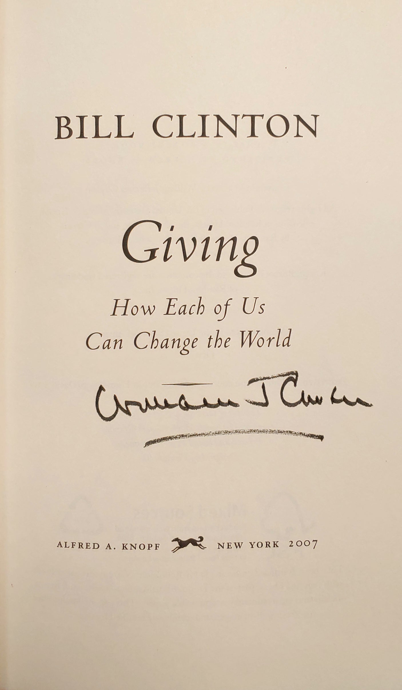 Bill Clinton Signed Giving 1st Edition Hard Cover Book w/Full Name BAS #A67830