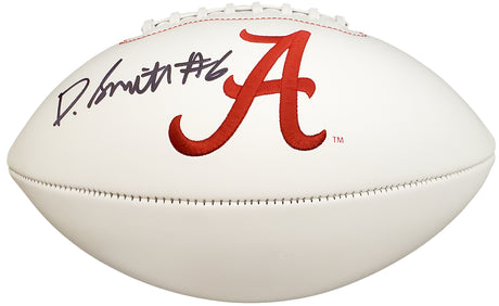 Devonta Smith Autographed Alabama Crimson Tide White Logo Football Beckett BAS Stock #190001