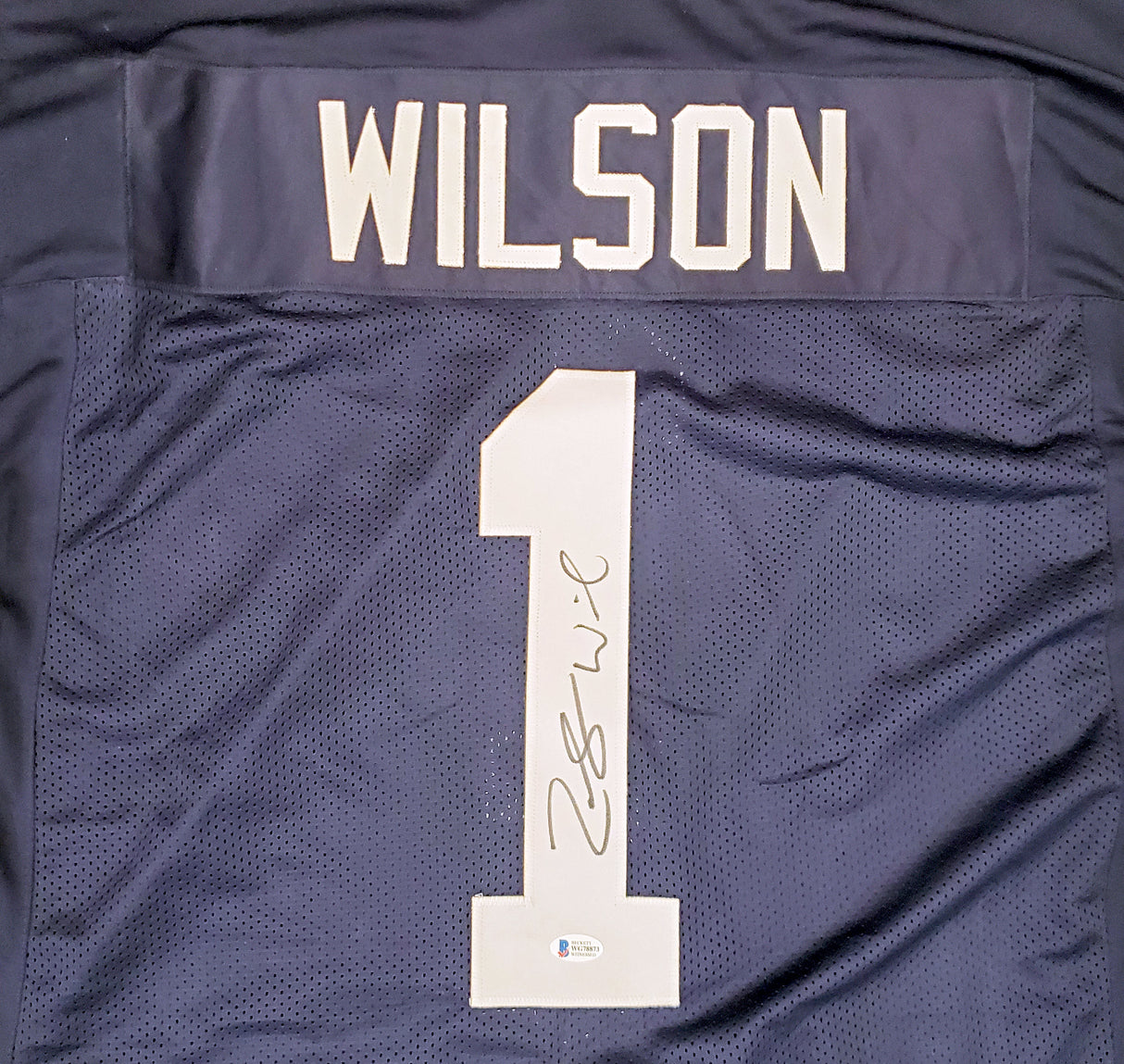 BYU Cougars Zach Wilson Autographed Navy Blue Jersey Beckett BAS Stock #191151
