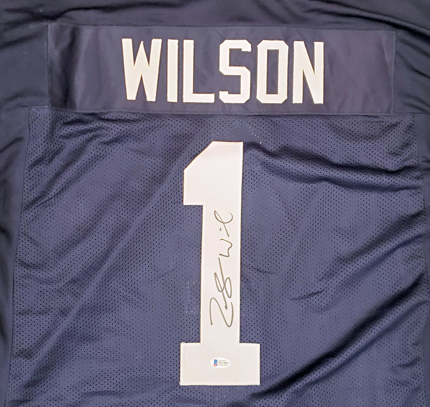 BYU Cougars Zach Wilson Autographed Navy Blue Jersey Beckett BAS Stock #191151