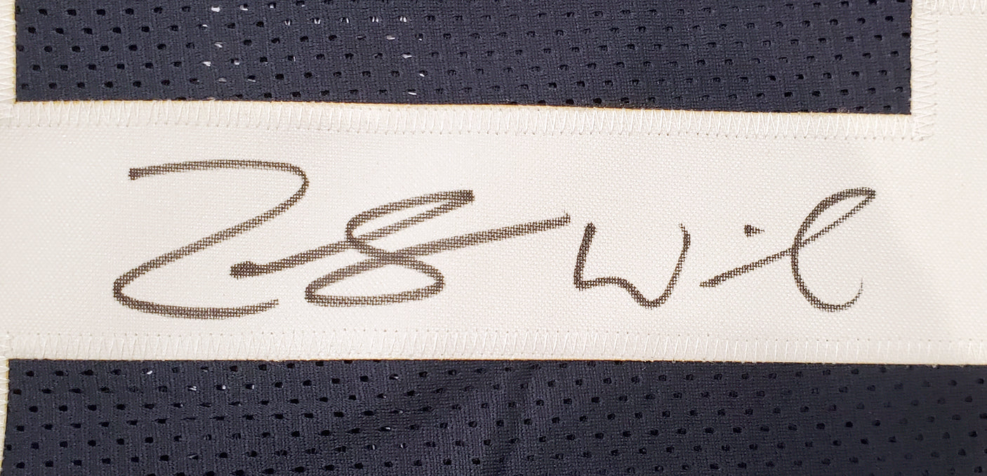 BYU Cougars Zach Wilson Autographed Navy Blue Jersey Beckett BAS Stock #191151