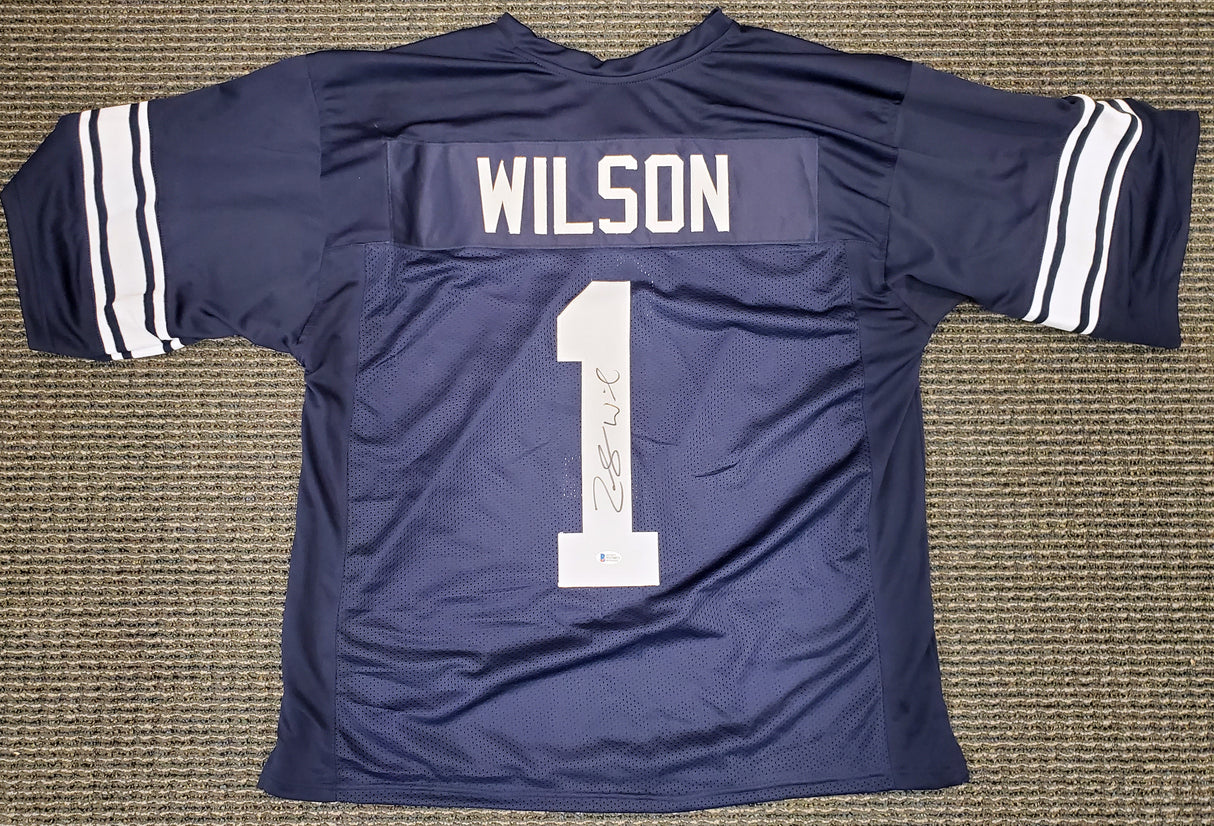 BYU Cougars Zach Wilson Autographed Navy Blue Jersey Beckett BAS Stock #191151