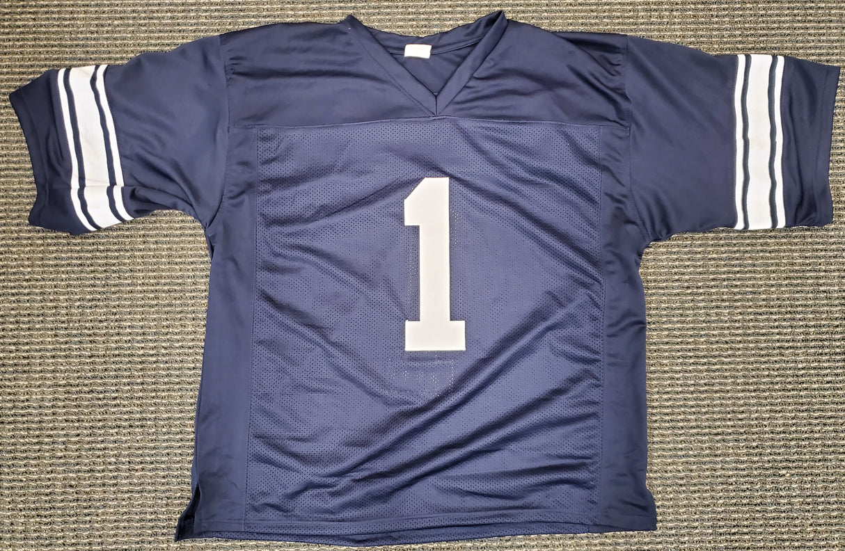 BYU Cougars Zach Wilson Autographed Navy Blue Jersey Beckett BAS Stock #191151