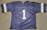 BYU Cougars Zach Wilson Autographed Navy Blue Jersey Beckett BAS Stock #191151