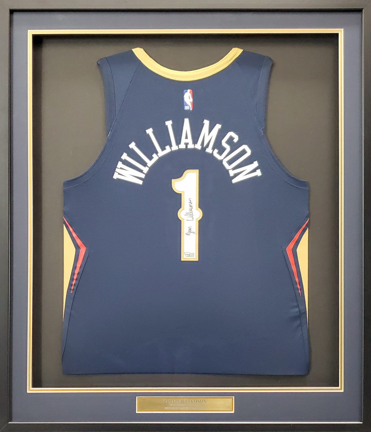 New Orleans Pelicans Zion Williamson Autographed Framed Blue Nike Jersey Fanatics Stock #191193