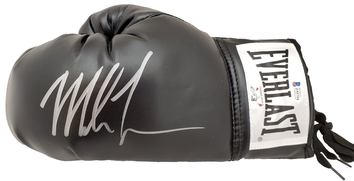 Mike Tyson Autographed Black Everlast Boxing Glove LH Signed In Silver Beckett BAS Stock #192608