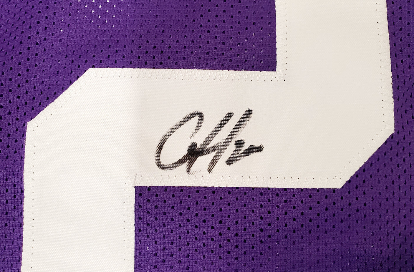 LSU Tigers Clyde Edwards-Helaire Autographed Purple Jersey Beckett BAS Stock #193943