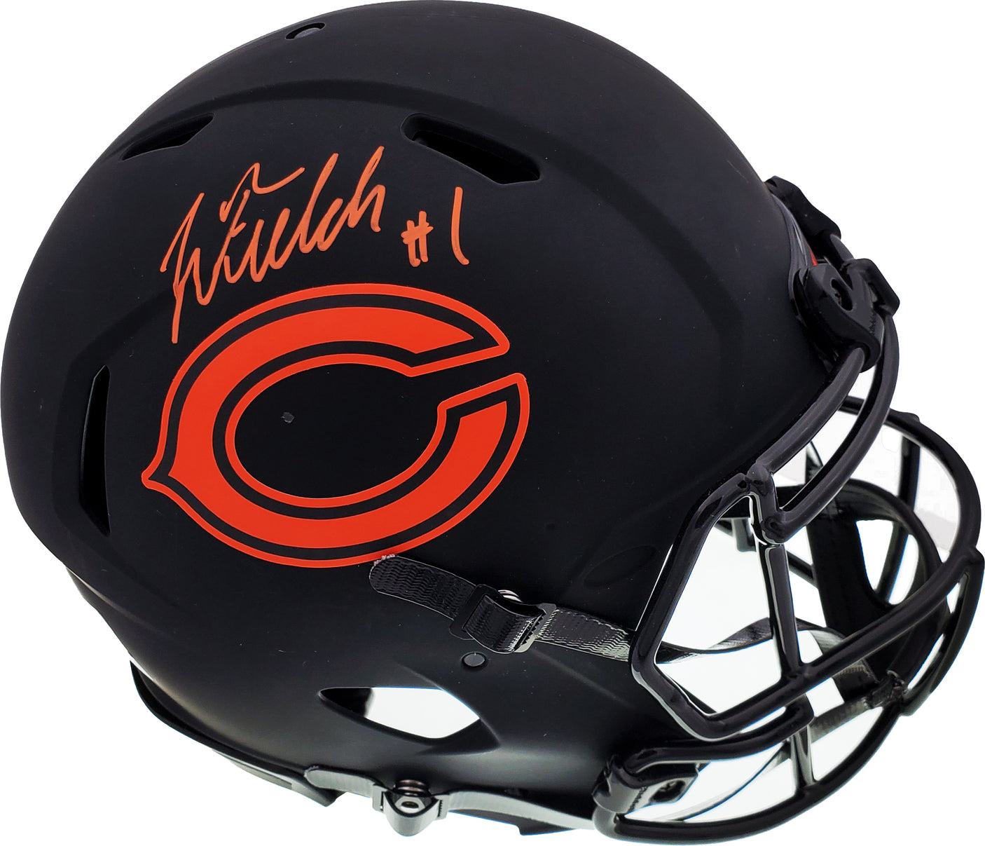 Justin Fields Autographed Chicago Bears Eclipse Black Full Size Authentic Speed Helmet Beckett BAS QR Stock #194775
