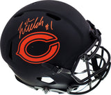Justin Fields Autographed Chicago Bears Eclipse Black Full Size Authentic Speed Helmet Beckett BAS QR Stock #194775