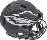 DeVonta Smith Autographed Philadelphia Eagles Eclipse Black Full Size Authentic Speed Helmet Beckett BAS QR Stock #194904