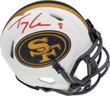 Trey Lance Autographed San Francisco 49ers Lunar Eclipse White Speed Mini Helmet Beckett BAS QR Stock #194736