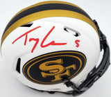 Trey Lance Autographed San Francisco 49ers Lunar Eclipse White Speed Mini Helmet Beckett BAS QR Stock #194736