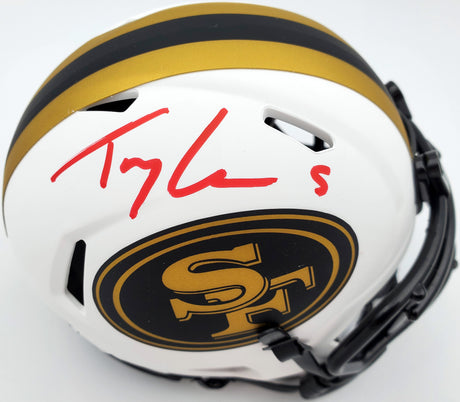 Trey Lance Autographed San Francisco 49ers Lunar Eclipse White Speed Mini Helmet Beckett BAS QR Stock #194736