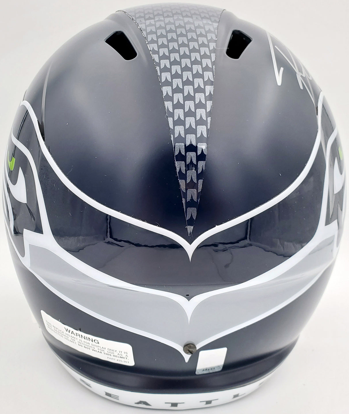 Russell Wilson Autographed Seattle Seahawks Full Size Replica Speed Helmet "SB XLVIII Champs" In Silver RW Holo Stock #94268