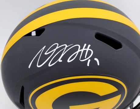 Davante Adams Autographed Green Bay Packers Black Eclipse Full Size Speed Replica Helmet Beckett BAS Stock #185688