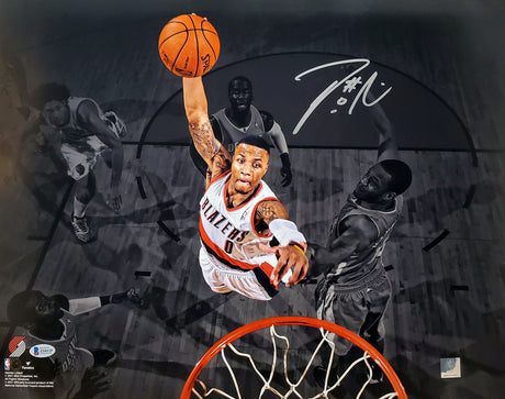 Damian Lillard Autographed Framed 16x20 Photo Portland Trail Blazers Beckett BAS Stock #197156