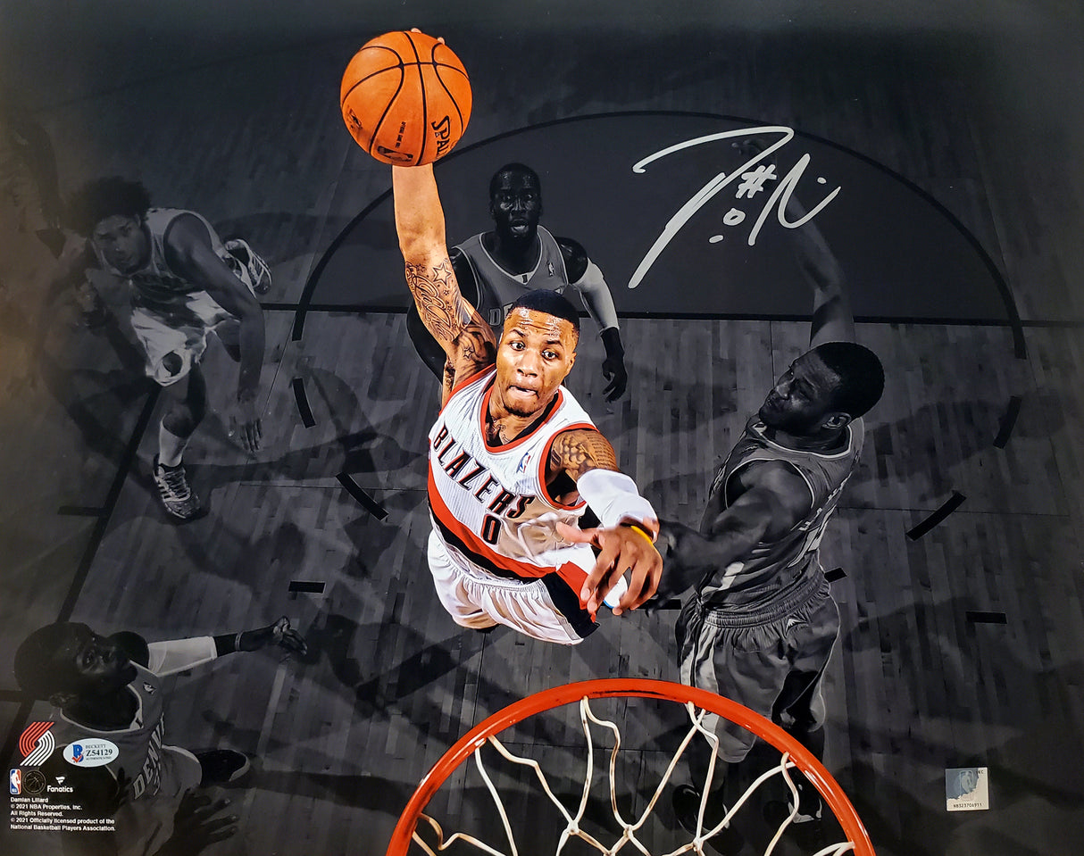 Damian Lillard Autographed Framed 16x20 Photo Portland Trail Blazers Beckett BAS Stock #197156