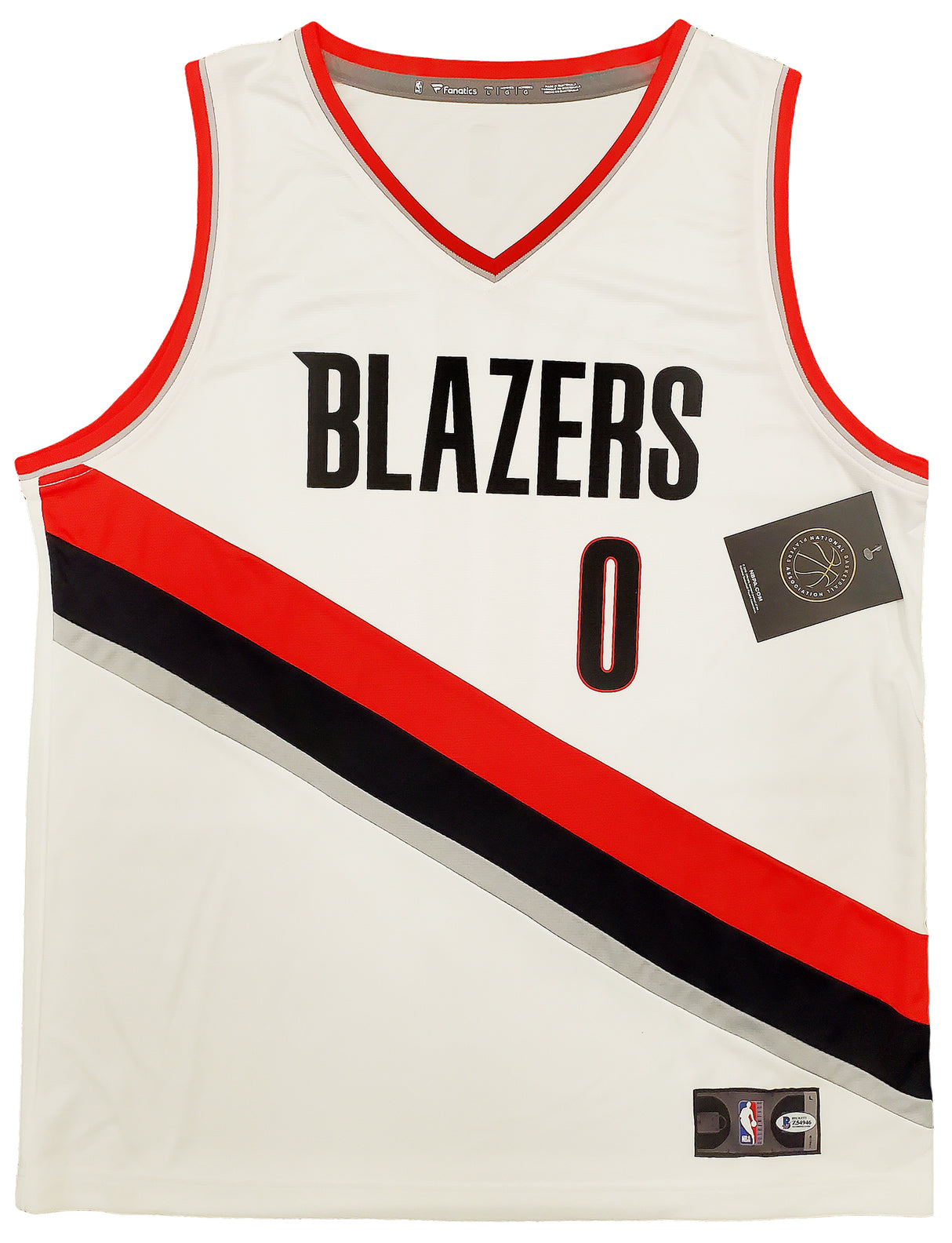 Portland Trail Blazers Damian Lillard Autographed White Fanatics Jersey Size L Beckett BAS Stock #196415