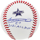 Vladimir Guerrero Jr. Autographed Official 2021 All Star Game Baseball Toronto Blue Jays "2021 ASG MVP" Beckett BAS Stock #197031