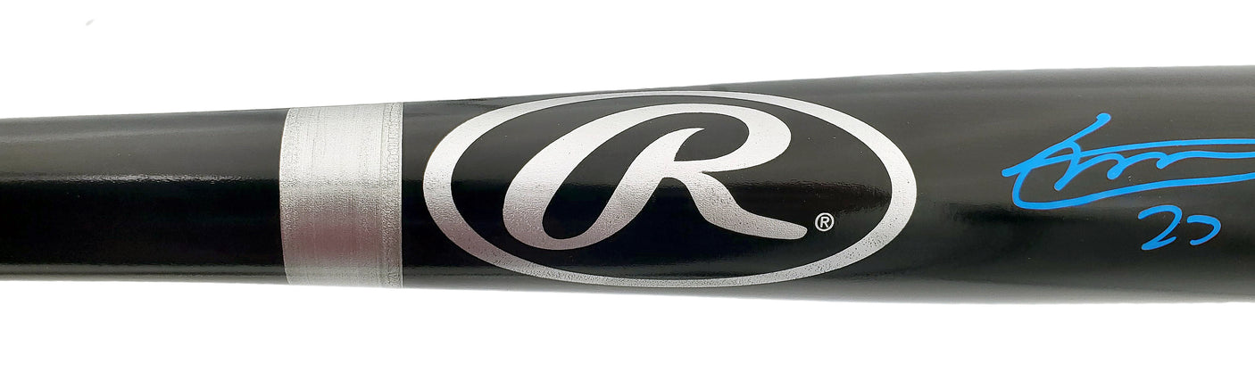 Vladimir Guerrero Jr. Autographed Black Rawlings Bat Toronto Blue Jays In Blue Beckett BAS Stock #197028