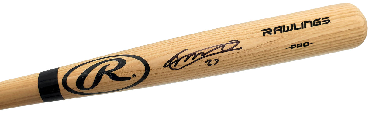 Vladimir Guerrero Jr. Autographed Blonde Rawlings Bat Toronto Blue Jays Beckett BAS Stock #197029