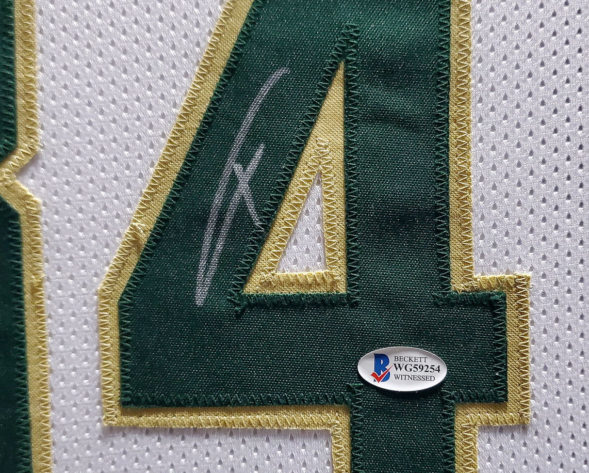 Milwaukee Bucks Giannis Antetokounmpo Autographed Framed White Jersey Beckett BAS Stock #197165