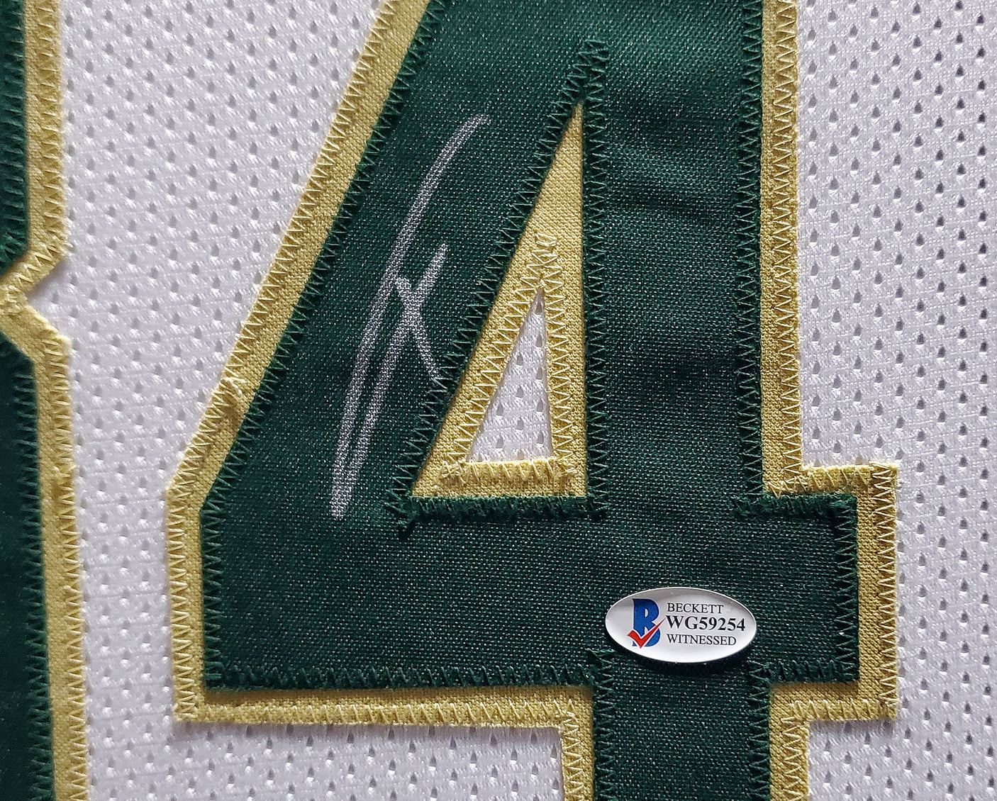 Milwaukee Bucks Giannis Antetokounmpo Autographed Framed White Jersey Beckett BAS Stock #197165
