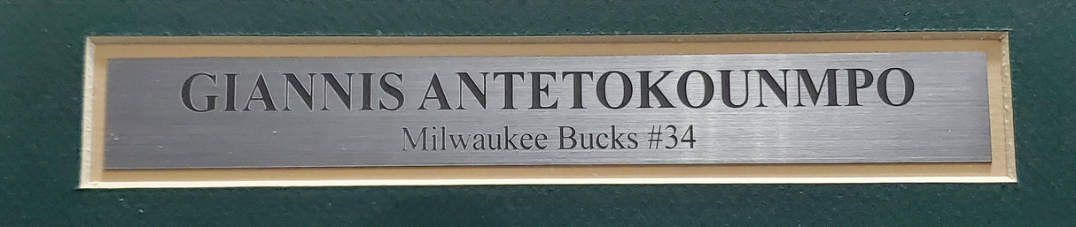 Milwaukee Bucks Giannis Antetokounmpo Autographed Framed White Jersey Beckett BAS Stock #197165