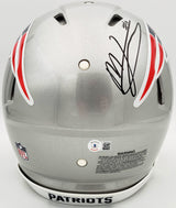 Mac Jones Autographed New England Patriots Silver Full Size Authentic Speed Helmet Beckett BAS QR Stock #200939