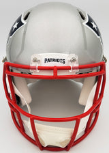 Mac Jones Autographed New England Patriots Silver Full Size Authentic Speed Helmet Beckett BAS QR Stock #200939