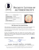 1997 Twins (27) Molitor, Knoblauch, Kelly +24 Signed Oal Baseball BAS #AA03202