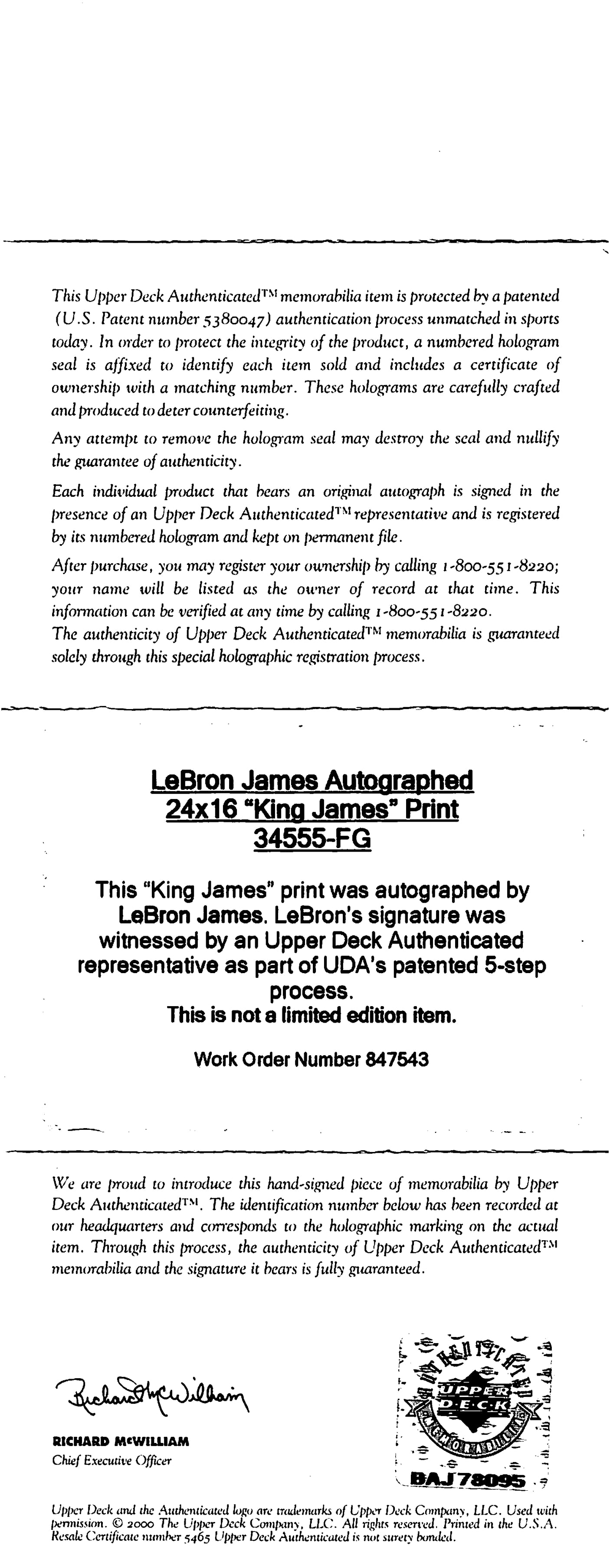 Lakers LeBron James "King James" Authentic Signed Framed 16x24 Photo UDA