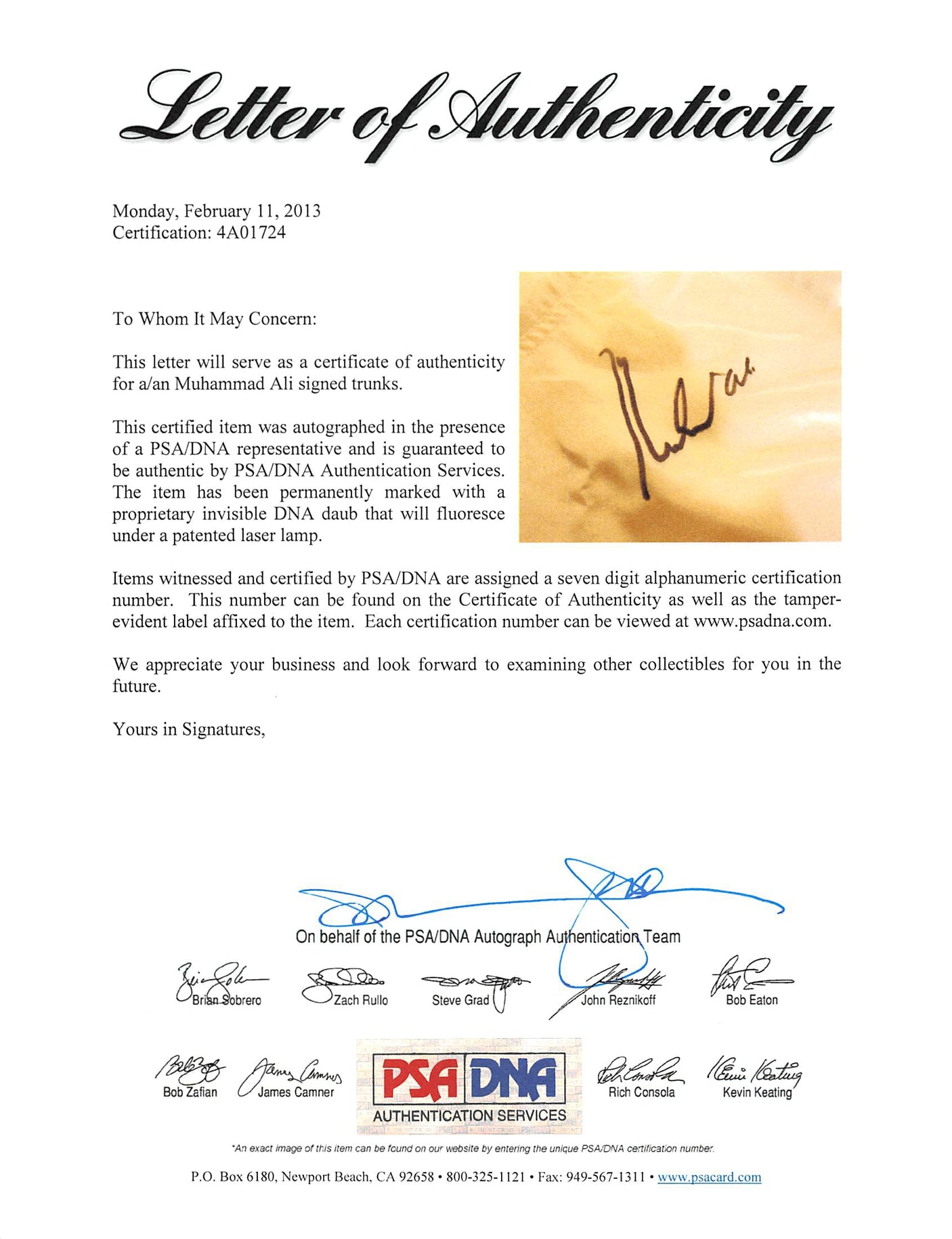 Muhammad Ali Authentic Signed White Ali Boxing Trunks PSA/DNA Itp #4A01724