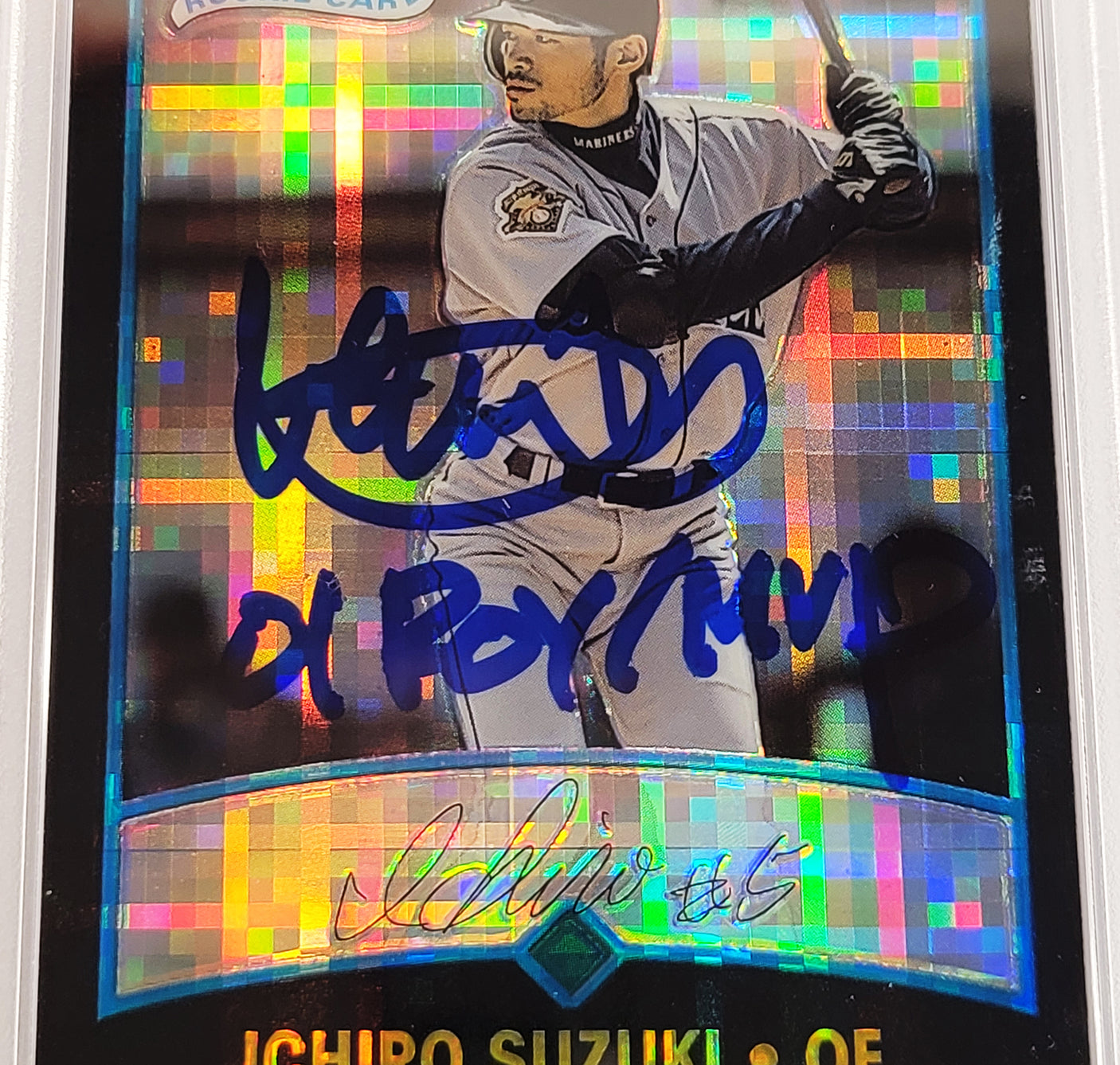 Ichiro Suzuki Autographed 2001 Bowman Chrome XFractor Rookie Card #351 Seattle Mariners PSA 9 Auto Grade Gem Mint 10 "01 ROY MVP" Highest Graded PSA/DNA #63680002